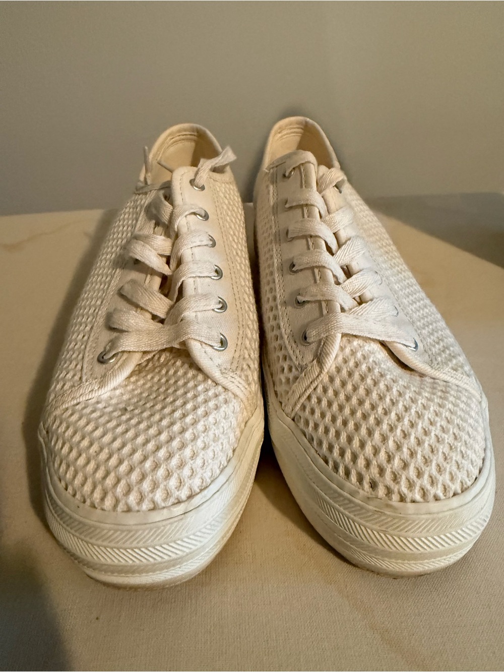 Keds Women's Cream Waffle Knit Lace-Up Sneakers